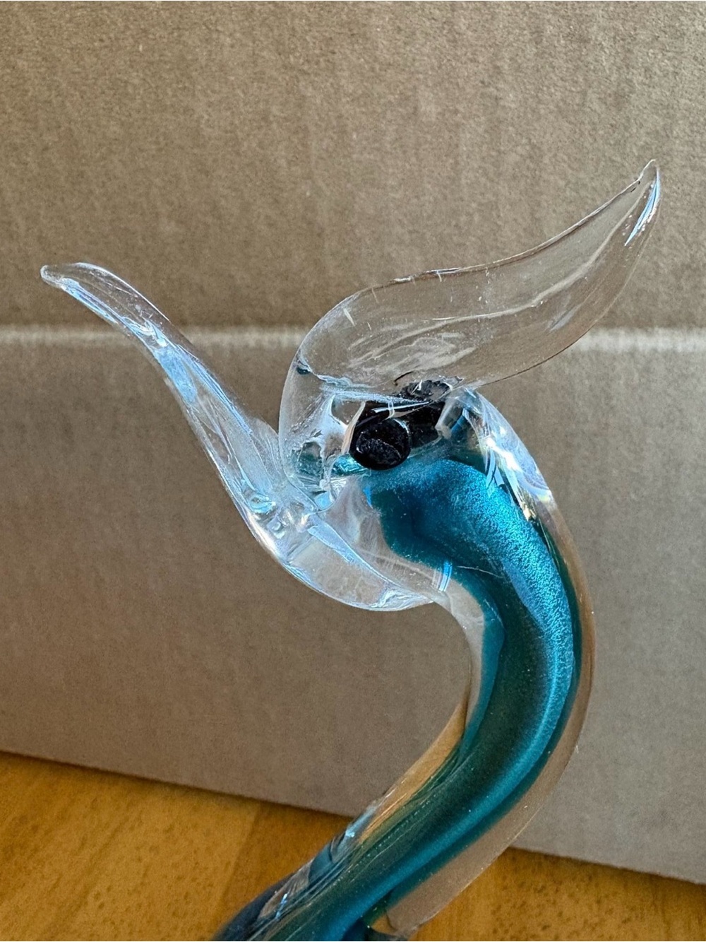 Handblown Teal Glass Bird Sculpture - Decorative Home Art - Picture 2 of 6